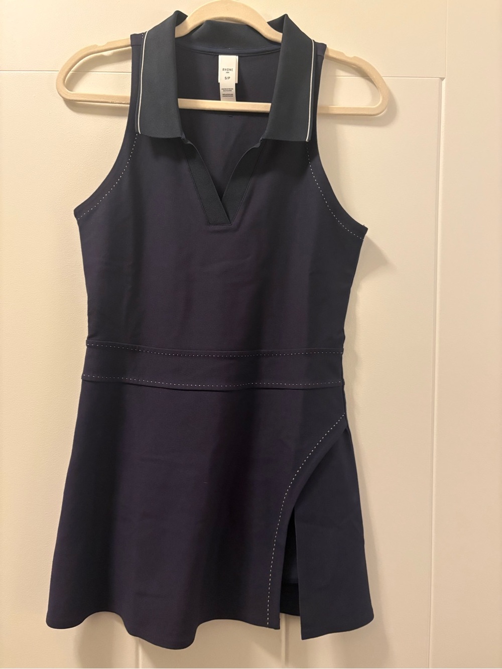 RHONE Navy Sleeveless Polo Tennis Dress with Contrast Collar
